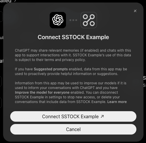 Hộp thoại Connect trong ChatGPT