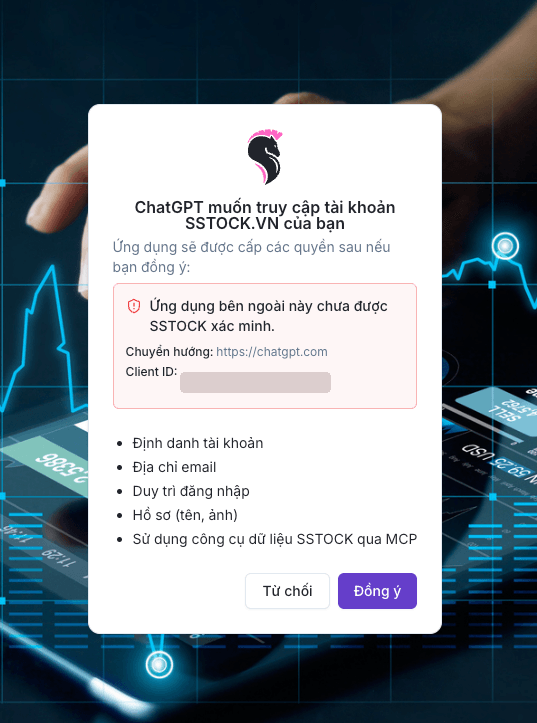 Trang xác nhận quyền của SSTOCK.VN
